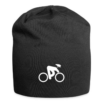 Velo Symbol weiss Radfahrer Mountain Bike Radeln - Jersey-Beanie - Schwarz - Vorne