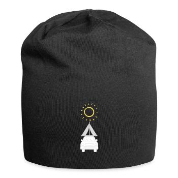 Dachzelt Camping, Sonne - Jersey-Beanie - Schwarz - Vorne