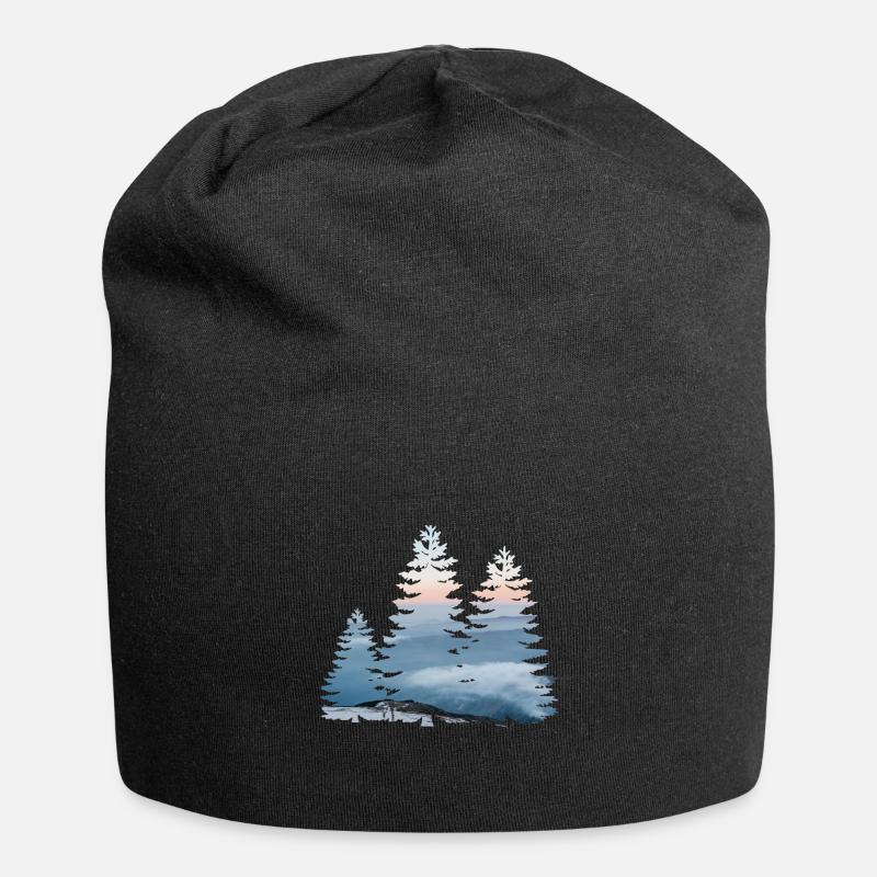 Berge durch den Wald - Jersey-Beanie - Schwarz