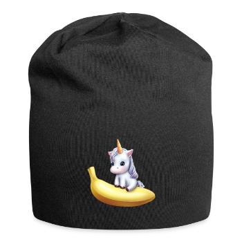 Einhorn auf Banane - Jersey-Beanie - Schwarz - Vorne