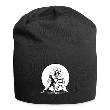 Combattant sportif d’arts martiaux d’Aïkido au coucher du soleil - Bonnet en jersey - noir - Devant