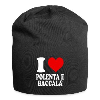 Ich liebe Polenta Kabeljau Herz Lustig Witzig - Jersey-Beanie - Schwarz - Vorne