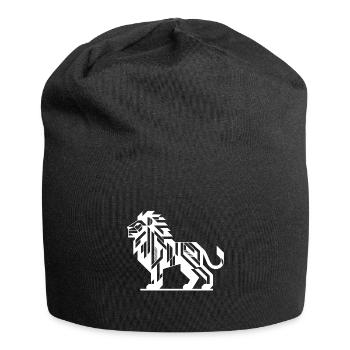 Lion géométrique avec des dents et une crinière élégante - Bonnet en jersey - noir - Devant