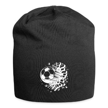 Knaller Fußball Schuss durchbricht Ziegel Wand - Jersey-Beanie - Schwarz - Vorne