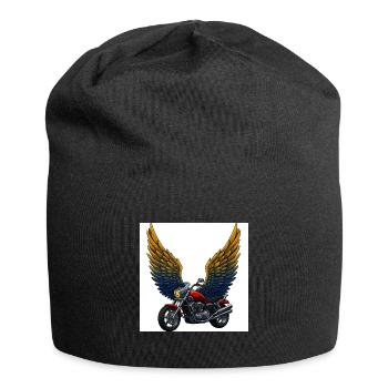Moto futuriste avec ailes - Bonnet en jersey - noir - Devant