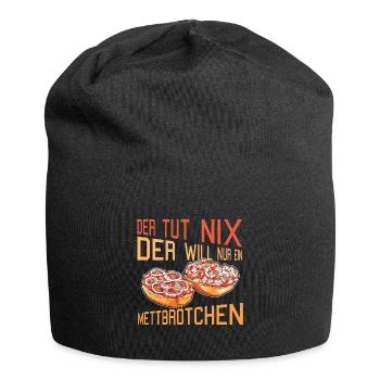 Mettbrötchen Mett Hackfleisch Hackepeter - Jersey-Beanie - Schwarz - Vorne