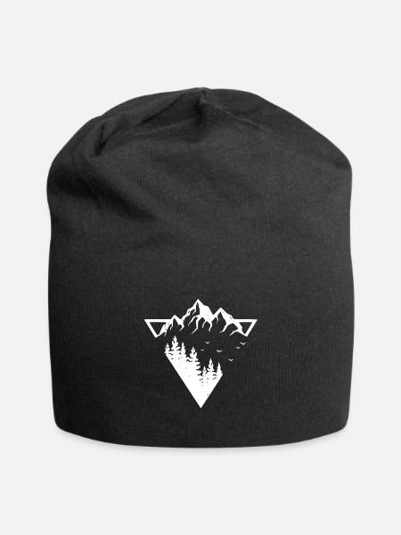 Berge - Natur - Geometrisch - Jersey-Beanie - Schwarz