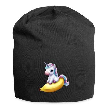 Einhorn auf Banane - Jersey-Beanie - Schwarz - Vorne