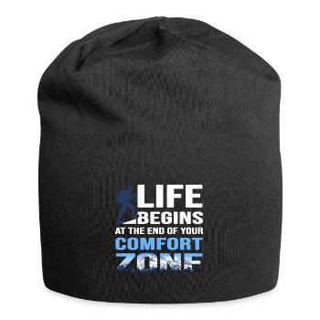 mountain hike ridge walk pathless alpine mountain path - Jersey Beanie - black - Front