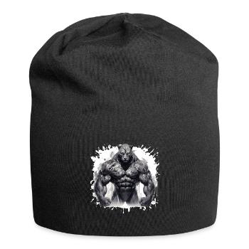 Leopard Muskeln - Jersey-Beanie - Schwarz - Vorne