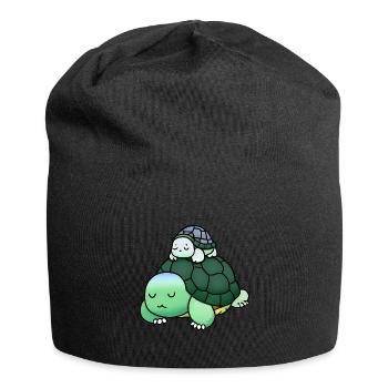 Schlafende Schildkröten weckt man nicht - Jersey-Beanie - Schwarz - Vorne