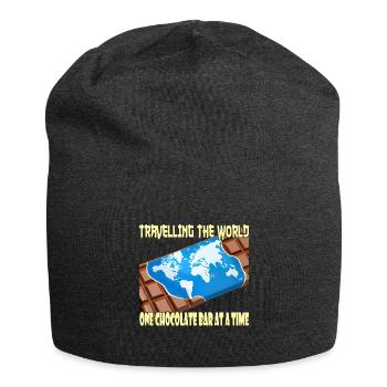 Travelling with a chocolate bar - Jersey Beanie - charcoal grey - Front
