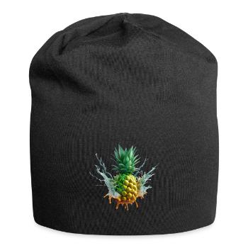 Farbenfrohe Ananas - Jersey-Beanie - Schwarz - Vorne