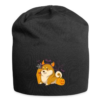 Halloween Bat Pumpkin Dogs Devil Shiba Inu - Jersey Beanie - black - Front