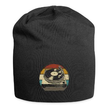 vinyle vinyle musique platine rétro - Bonnet en jersey - noir - Devant
