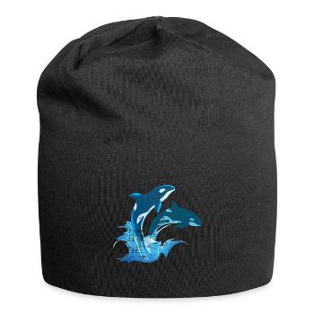 Whale Sea Creature sword whale orca - Jersey Beanie - black - Front
