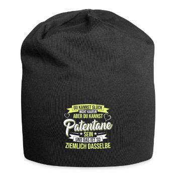 Patentante Glück Spruch Taufpatin - Jersey-Beanie - Schwarz - Vorne