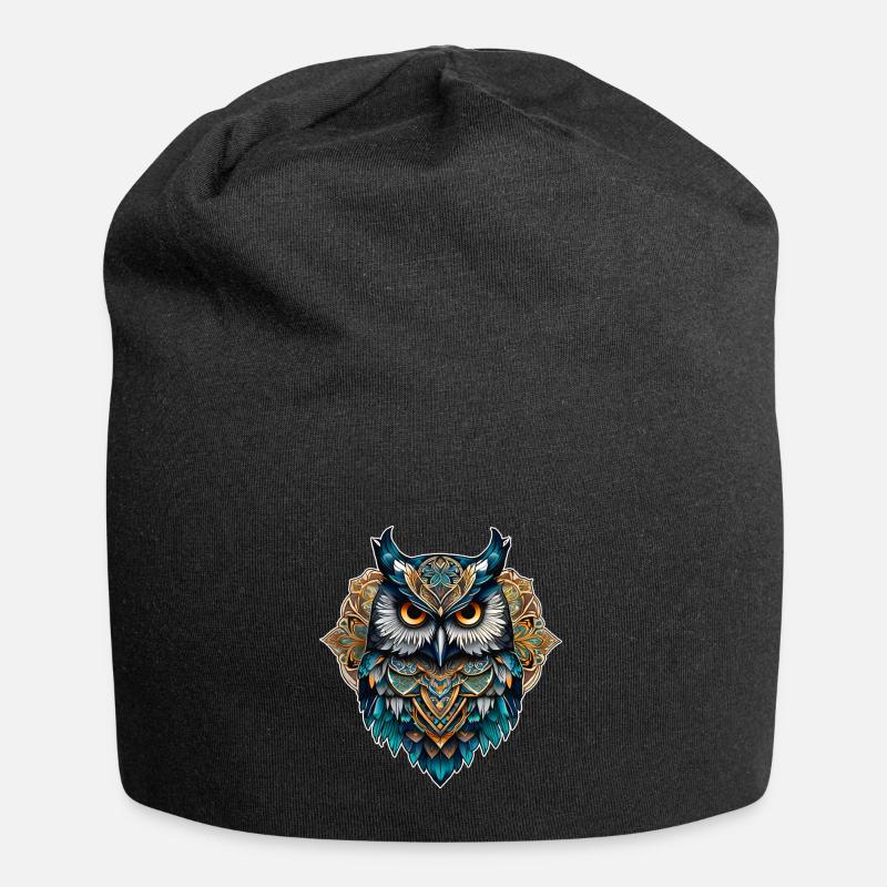 Coole Steampunk Eule - Jersey-Beanie - Schwarz