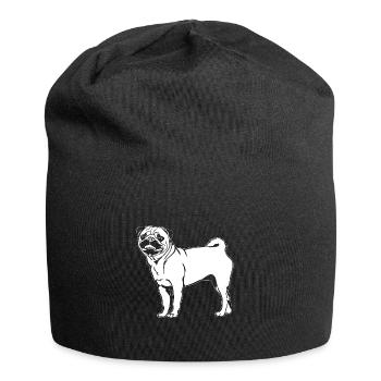 Pug Funny Dogs Dog Portrait Wilsigns - Jersey Beanie - black - Front