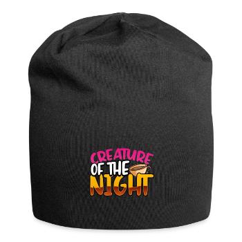 Schlaflose Geschenkkreatur des Nachtkaffees - Jersey-Beanie - Schwarz - Vorne