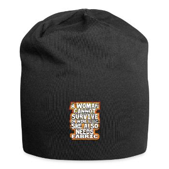 Quilterin Geschenk Frau kann Wein nicht überleben allein braucht - Jersey-Beanie - Schwarz - Vorne