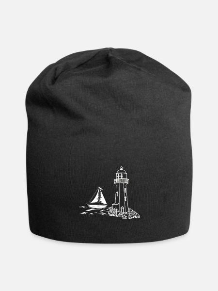 Meer Segeln Segelschiff Geschenk Leuchtturm - Jersey-Beanie - Schwarz