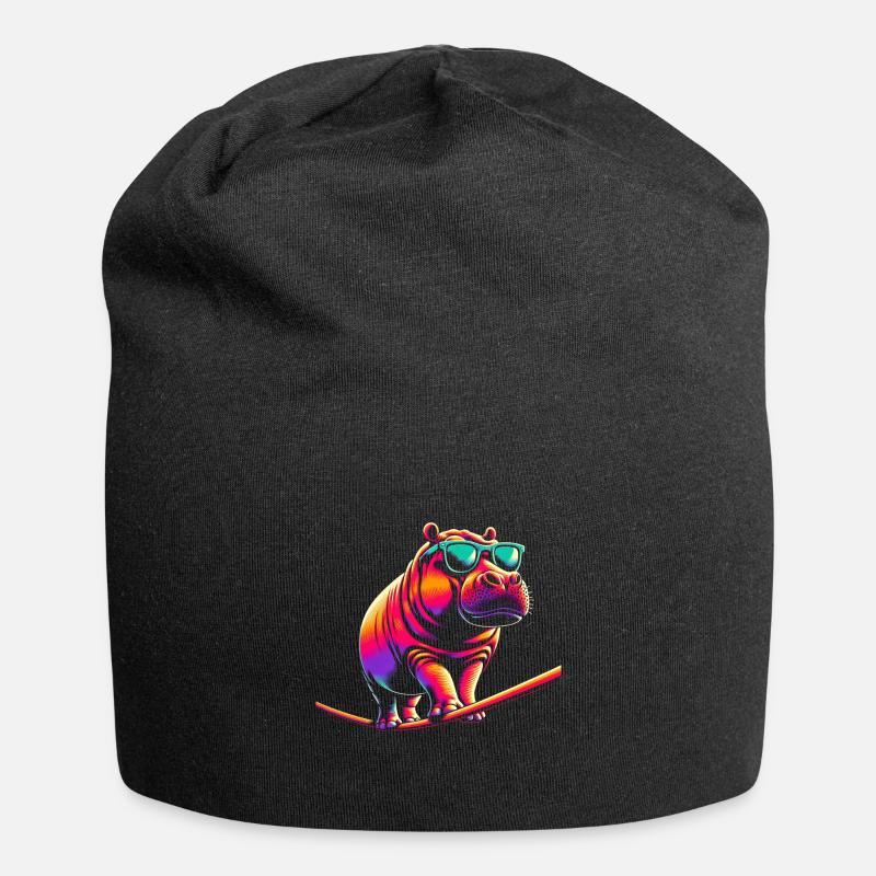 Nilpferd Slackline - Jersey-Beanie - Schwarz