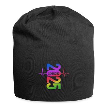 Schulkind 2025 - EKG - Puls - Einschulung - Jersey-Beanie - Schwarz - Vorne