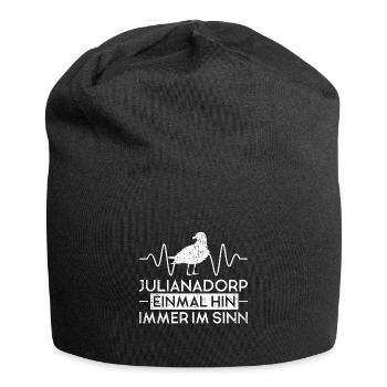 Julianadorp Möwe Herzschlag Urlaub Spruch - Jersey-Beanie - Schwarz - Vorne