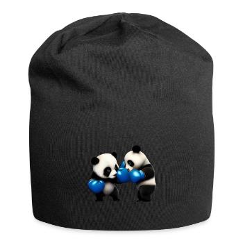 Kämpfende Panda Bären - Jersey-Beanie - Schwarz - Vorne