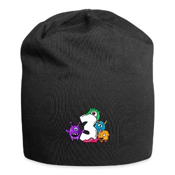 Monster Dritter Geburtstag 3 Jahre Geschenk - Jersey-Beanie - Schwarz - Vorne