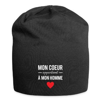 Mon cœur appartient à mon homme - Bonnet en jersey - noir - Devant