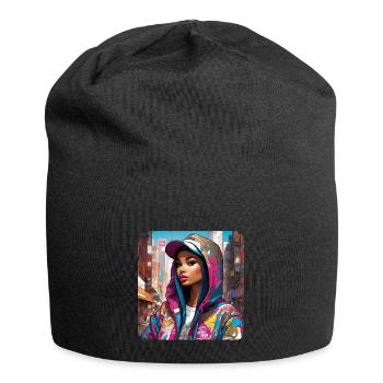 Cooles Girl Graffiti Hip Hop Rap Skater Musik - Jersey-Beanie - Schwarz - Vorne