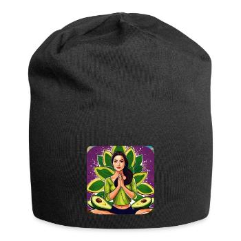 Femme de yoga avec des fruits d’avocat - Bonnet en jersey - noir - Devant