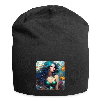 Niedliche Meerjungfrau mit Fischen - Jersey-Beanie - Schwarz - Vorne