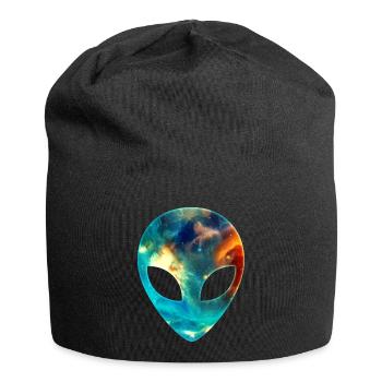 Alien, Kopf, Emoji, Galaxy Style - Jersey-Beanie - Schwarz - Vorne