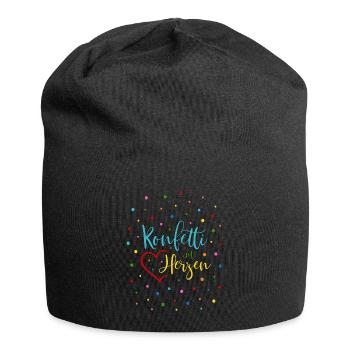 Konfetti im Herzen - Jersey-Beanie - Schwarz - Vorne