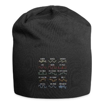 Synthesizer vintage waveform retro nerd - Jersey Beanie - black - Front