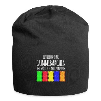 Gummibärchen lustiger Spruch Witz - Jersey-Beanie - Schwarz - Vorne