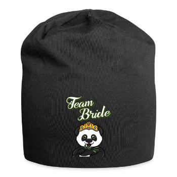 Junggesellinnenabschied m. Panda, Pandabär - Jersey-Beanie - Schwarz - Vorne