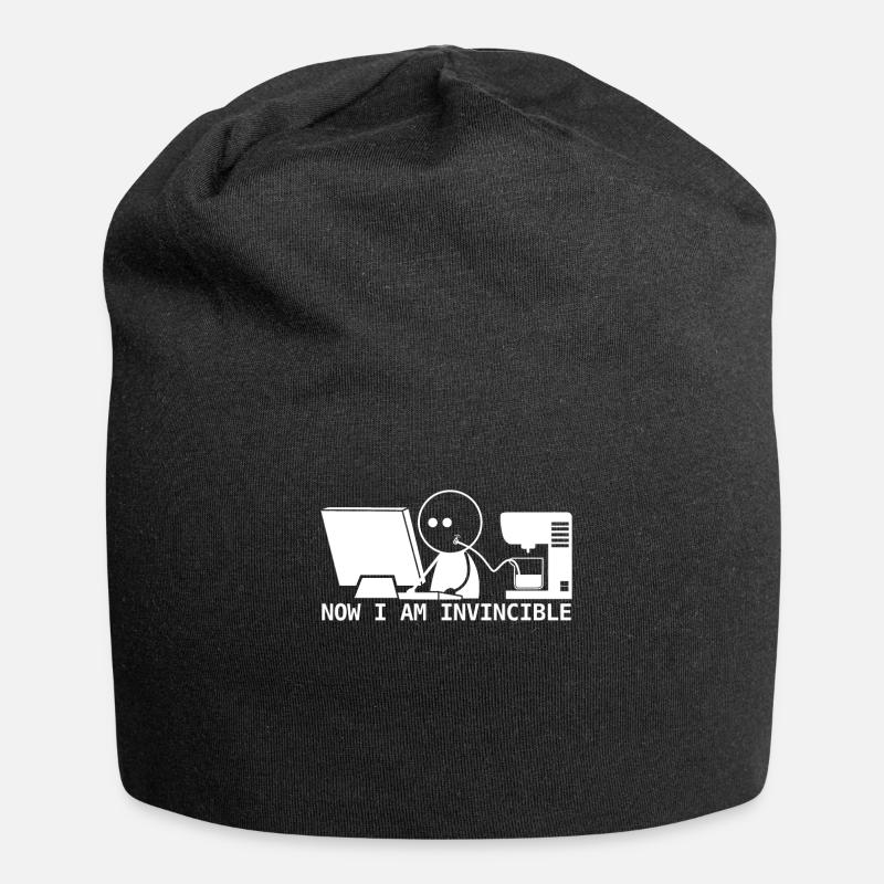 Admin Programmierer Nerd mit Kaffee - Jersey-Beanie - Schwarz