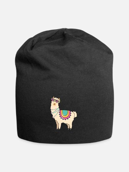 süßes, niedliches Alpaka, Alpakaliebhaber, Alpakas - Jersey-Beanie - Schwarz