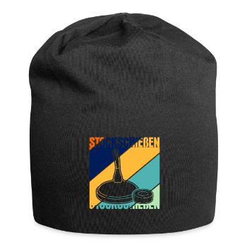 Stockschießen - Retro Eisstock - Jersey-Beanie - Schwarz - Vorne