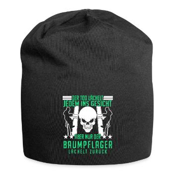 Baumpfleger lustiger Spruch mit Schädel - Jersey-Beanie - Schwarz - Vorne