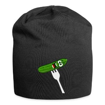 Gurke mit Gabel - lustig - Jersey-Beanie - Schwarz - Vorne
