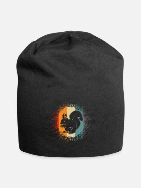 Squirrel Squirrel - Retro squirrel - Jersey Beanie - black