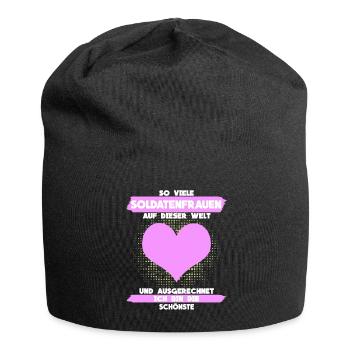 Soldatenfrau Soldaten Spruch Witz - Jersey-Beanie - Schwarz - Vorne