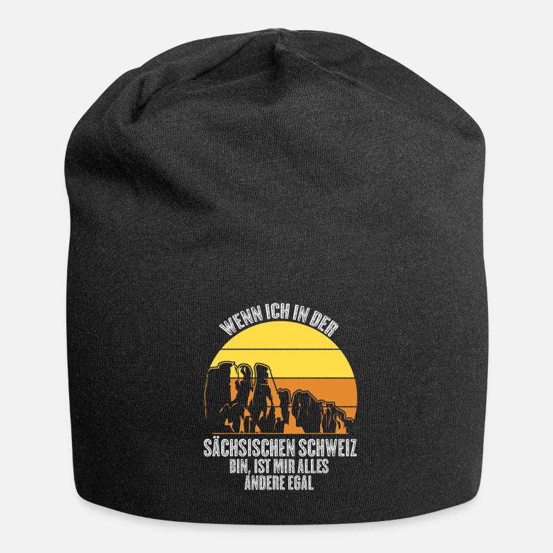 Sächsische Schweiz Retro Spruch - Jersey-Beanie - Schwarz