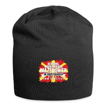 Mazedonien Mazedonier im Arbeitsrausch - Jersey-Beanie - Schwarz - Vorne