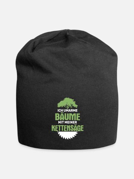 Umarme Bäume Mit Kettensäge Holzfäller Waldarbeit - Jersey-Beanie - Schwarz